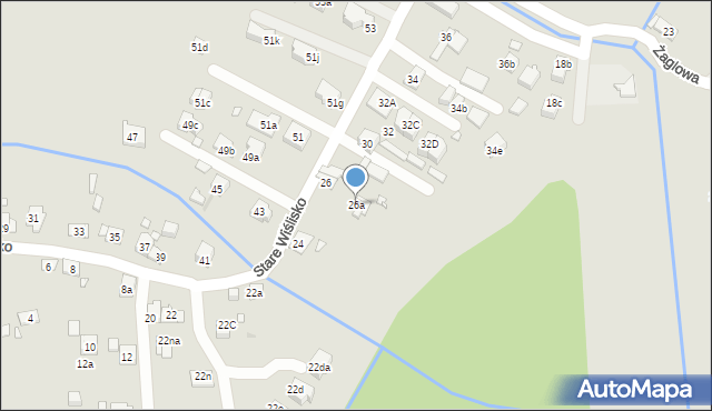 Kraków, Stare Wiślisko, 26a, mapa Krakowa