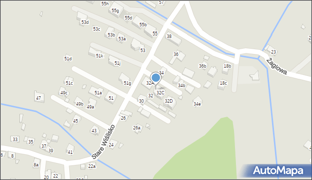 Kraków, Stare Wiślisko, 32B, mapa Krakowa
