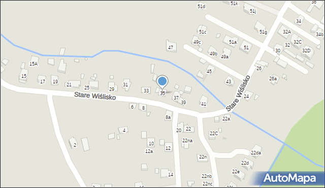 Kraków, Stare Wiślisko, 35, mapa Krakowa