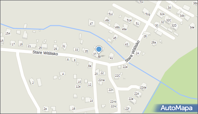 Kraków, Stare Wiślisko, 39, mapa Krakowa