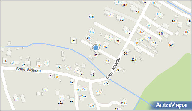 Kraków, Stare Wiślisko, 45, mapa Krakowa