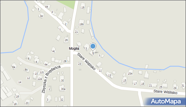 Kraków, Stare Wiślisko, 5, mapa Krakowa