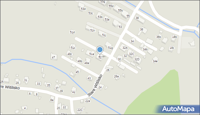 Kraków, Stare Wiślisko, 51, mapa Krakowa