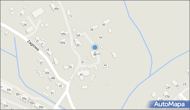 Kraków, Stare Wiślisko, 69, mapa Krakowa