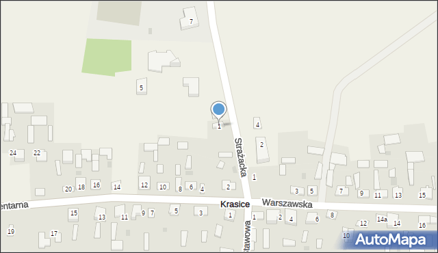 Krasice, Strażacka, 1, mapa Krasice