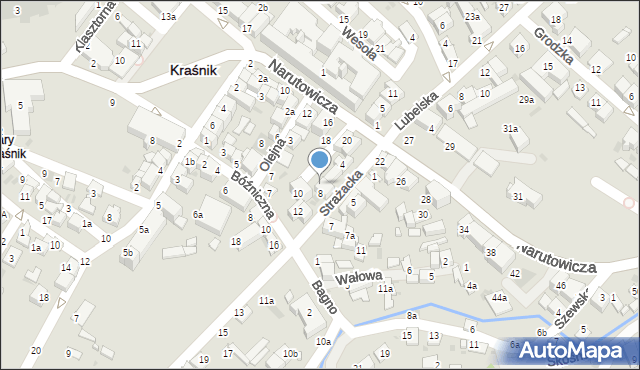 Kraśnik, Strażacka, 8a, mapa Kraśnik