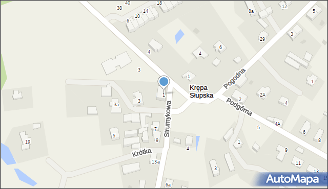 Krępa Słupska, Strumykowa, 1, mapa Krępa Słupska