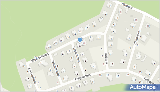 Krępa Słupska, Storczykowa, 13, mapa Krępa Słupska