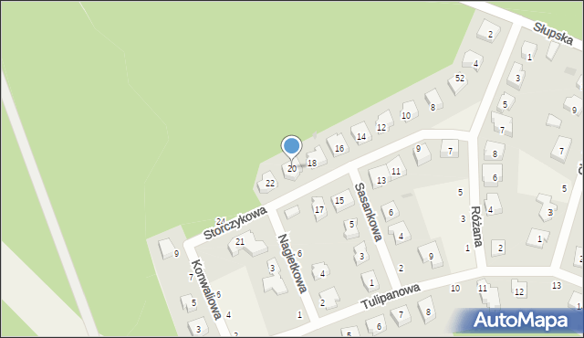 Krępa Słupska, Storczykowa, 20, mapa Krępa Słupska