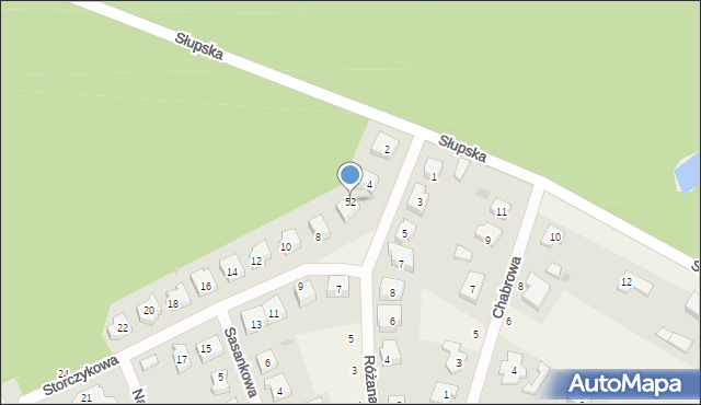 Krępa Słupska, Storczykowa, 52, mapa Krępa Słupska
