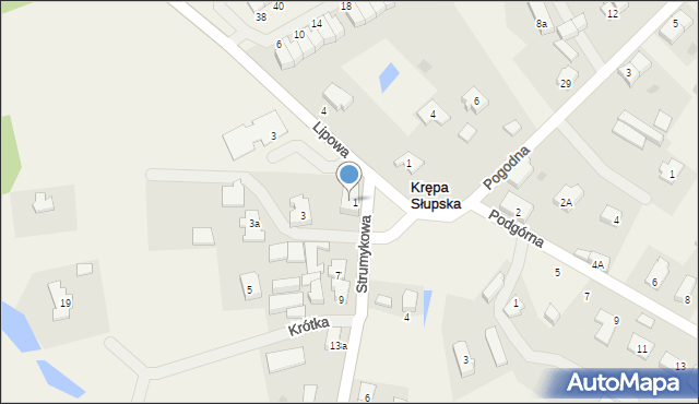 Krępa Słupska, Strumykowa, 1/1, mapa Krępa Słupska