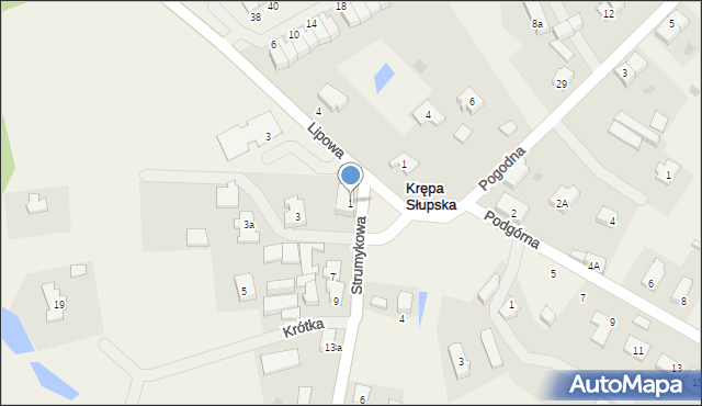 Krępa Słupska, Strumykowa, 1, mapa Krępa Słupska