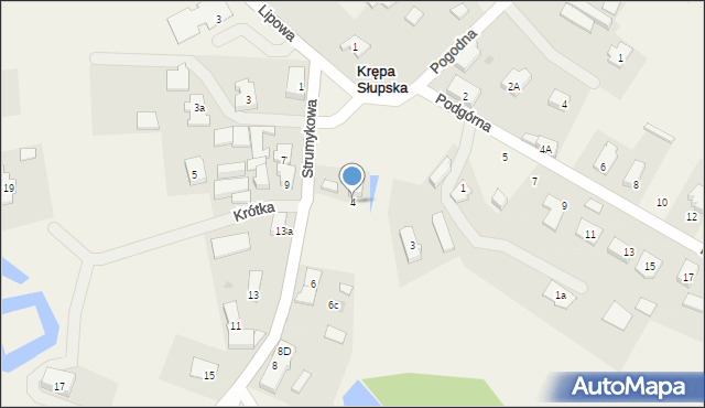 Krępa Słupska, Strumykowa, 4, mapa Krępa Słupska