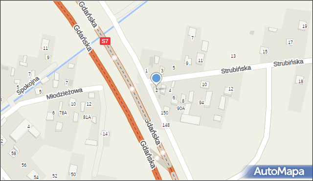 Kroczewo, Strubińska, 2, mapa Kroczewo