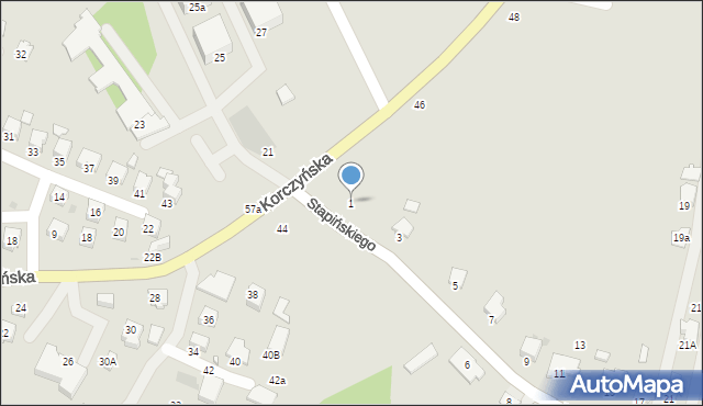 Krosno, Stapińskiego Jana, 1, mapa Krosna