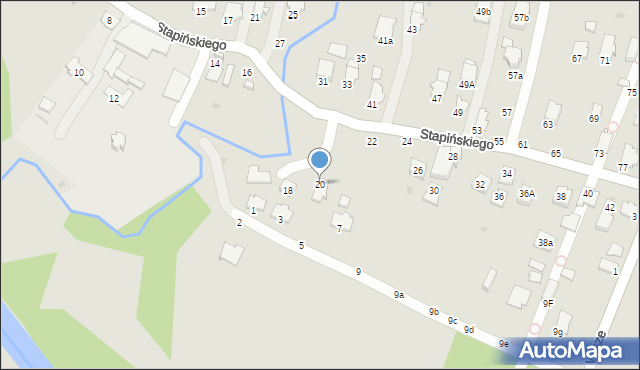 Krosno, Stapińskiego Jana, 20, mapa Krosna