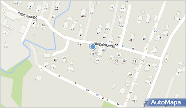 Krosno, Stapińskiego Jana, 26, mapa Krosna