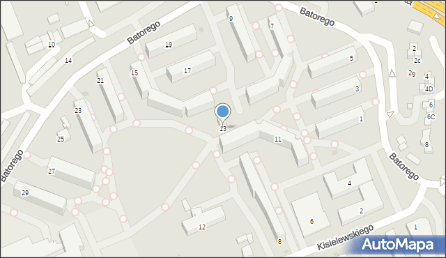 Krosno, Stefana Batorego, 13, mapa Krosna