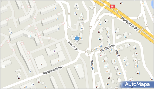 Krosno, Stefana Batorego, 2f, mapa Krosna