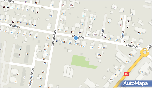 Krotoszyn, Staszica Stanisława, 37a, mapa Krotoszyna