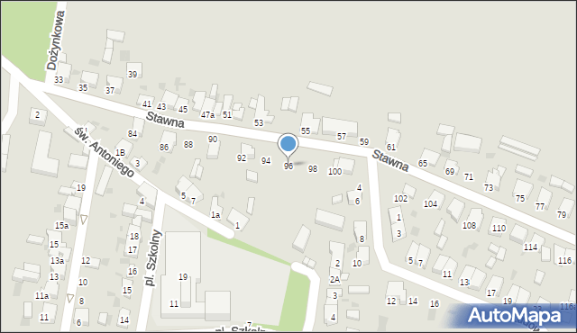 Krotoszyn, Stawna, 96, mapa Krotoszyna