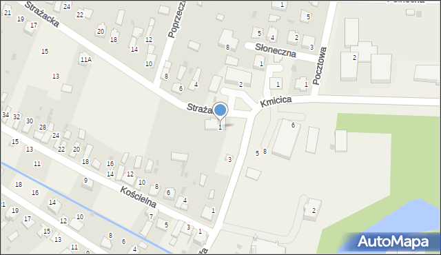 Kruszyna, Strażacka, 1, mapa Kruszyna