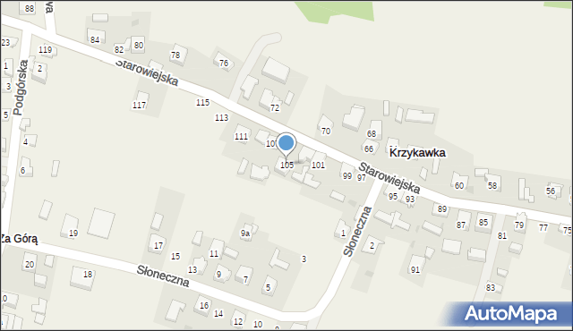 Krzykawka, Starowiejska, 105, mapa Krzykawka