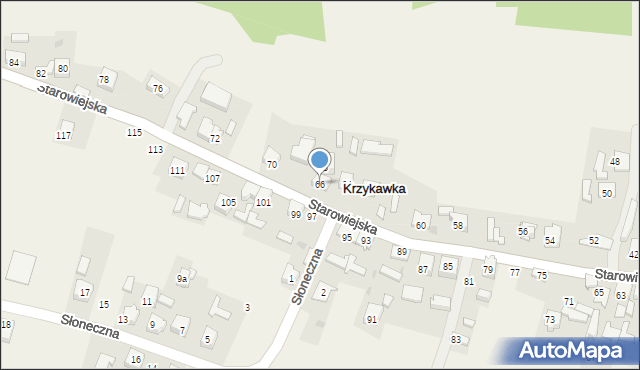 Krzykawka, Starowiejska, 66, mapa Krzykawka