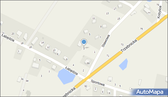 Księginice, Stawowa, 3, mapa Księginice