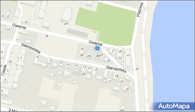 Kunice, Staropolska, 16a, mapa Kunice