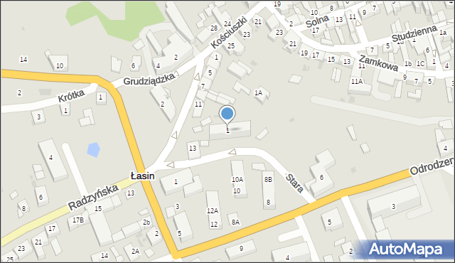 Łasin, Stara, 1, mapa Łasin