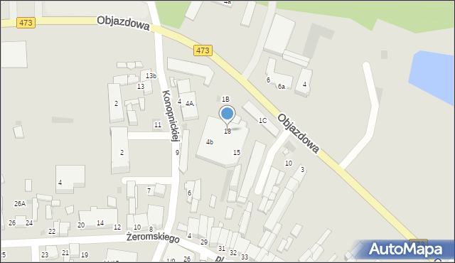 Łask, Strażacka, 18, mapa Łask