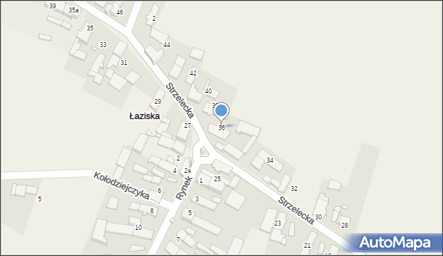 Łaziska, Strzelecka, 36, mapa Łaziska