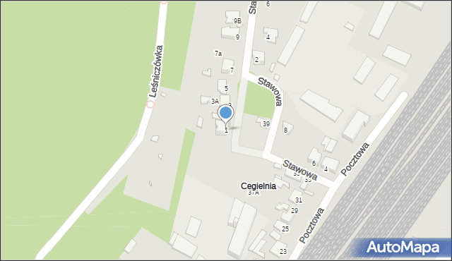 Łazy, Stawowa, 1, mapa Łazy