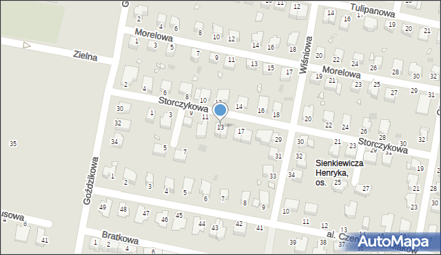 Legnica, Storczykowa, 13, mapa Legnicy