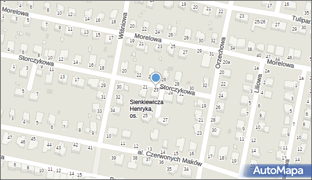 Legnica, Storczykowa, 23, mapa Legnicy