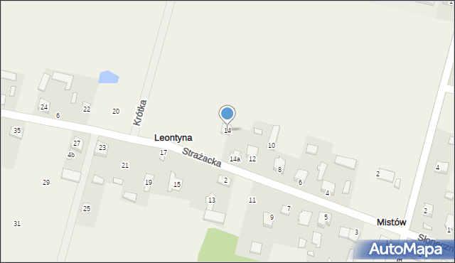 Leontyna, Strażacka, 14, mapa Leontyna