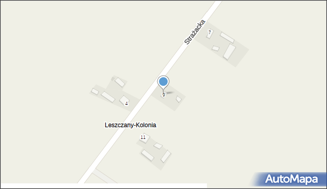 Leszczany, Strażacka, 9, mapa Leszczany