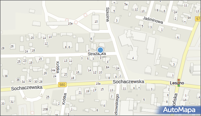 Leszno, Strażacka, 1, mapa Leszno