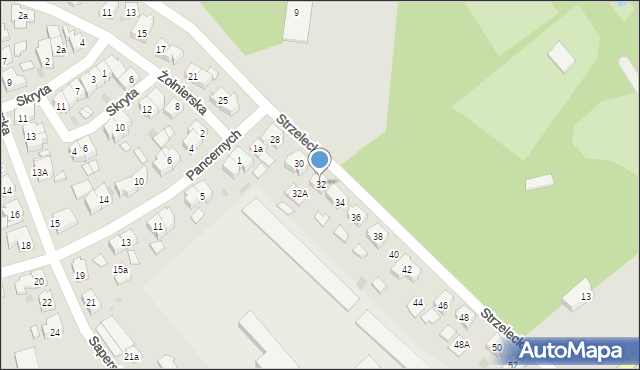 Leszno, Strzelecka, 32, mapa Leszno