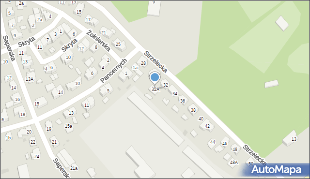 Leszno, Strzelecka, 32A, mapa Leszno