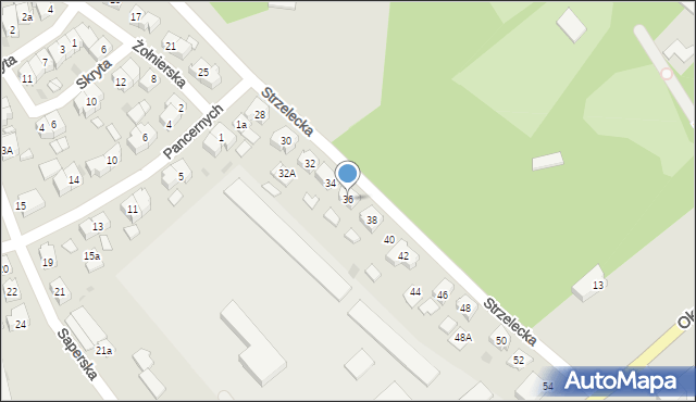 Leszno, Strzelecka, 36, mapa Leszno