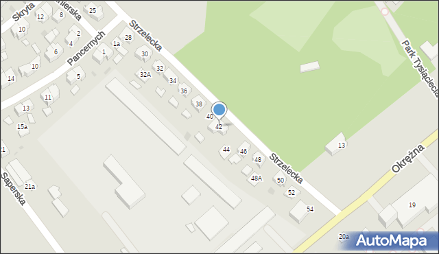 Leszno, Strzelecka, 42, mapa Leszno