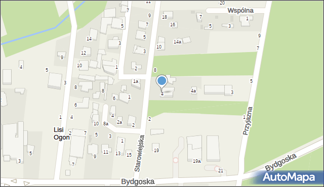 Lisi Ogon, Starowiejska, 4, mapa Lisi Ogon