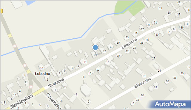 Łobodno, Strażacka, 13, mapa Łobodno
