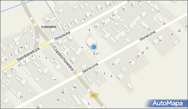 Łobodno, Strażacka, 6, mapa Łobodno