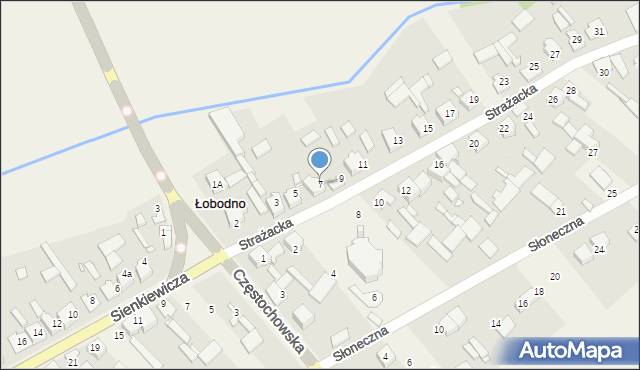 Łobodno, Strażacka, 7, mapa Łobodno