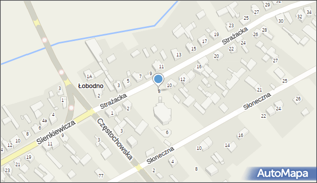 Łobodno, Strażacka, 8, mapa Łobodno