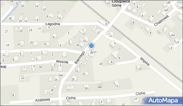 Łodygowice, Stefana Batorego, 15, mapa Łodygowice