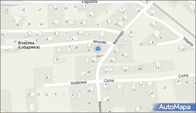 Łodygowice, Stefana Batorego, 24A, mapa Łodygowice